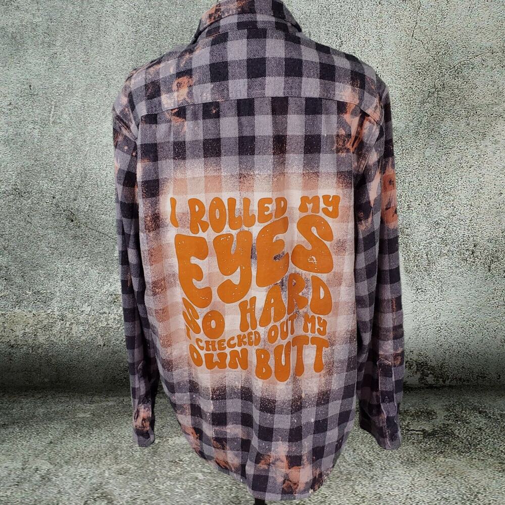 Custom Funny American Eagle Flannel Shirt - Rolled My Eyes Grunge AE XL
